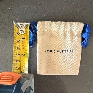 Louis Vuitton Beige Pouch with Blue Drawstring